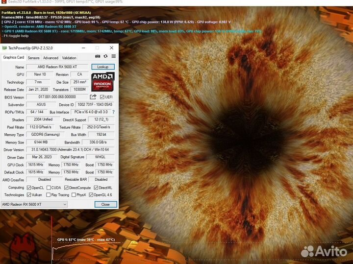 Видеокарта asus TUF Radeon RX 5600XT, 6Gb gddr6