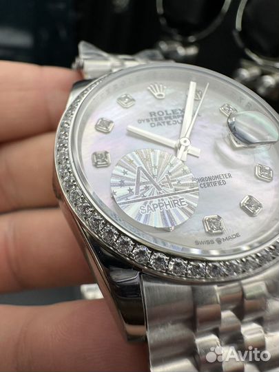 Часы rolex datejust с кристалами swarovski