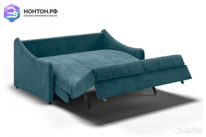 Диван аккордеон Эско синий / серо-бежевый