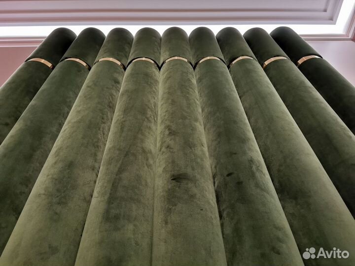 Мягкие стеновые панели - полукруглые с латунью