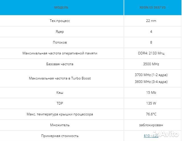 Цп Intel Xeon 2637в3