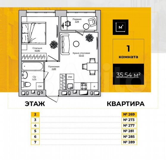 1-к. квартира, 35,5 м², 2/7 эт.