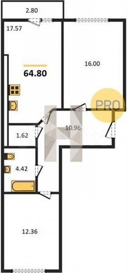 2-к. квартира, 63,2 м², 8/10 эт.