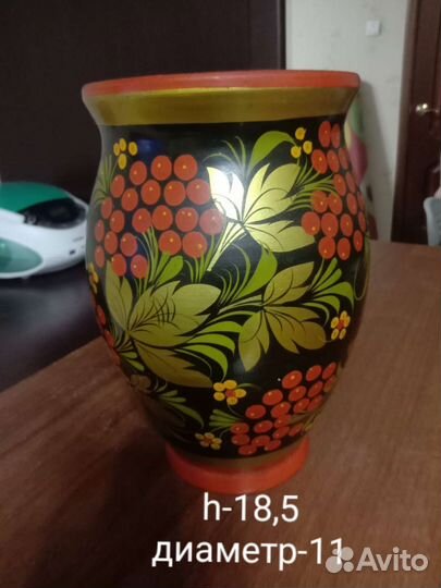 Ваза из дерева Ссср. Хохлома