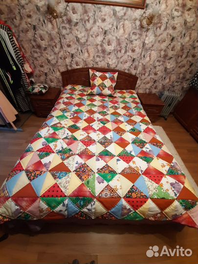 Лоскутное одеяло и наволочка ручной работы