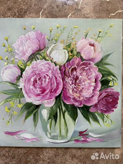 Букет пионов. Картина маслом