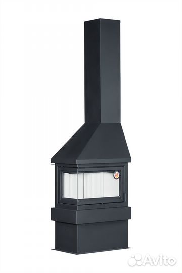 Камин прага угловой правый черный белый шамот