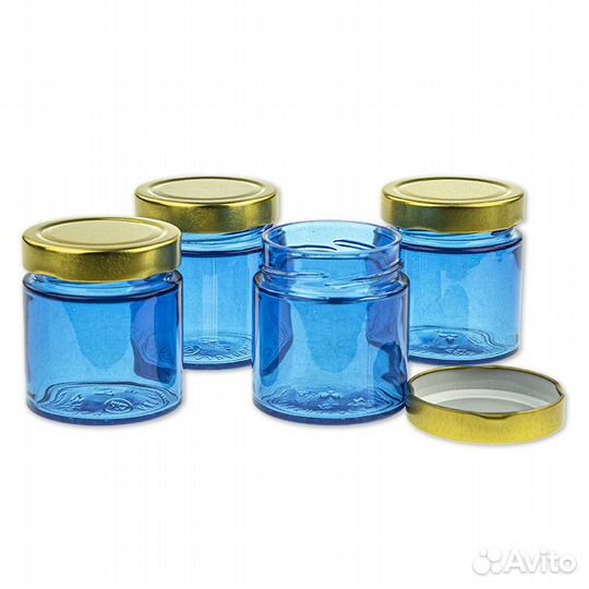 4 шт. Баночка для свечей 200 мл. (D66, синяя) с кр