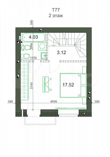 Таунхаус 78,1 м² на участке 1 сот.