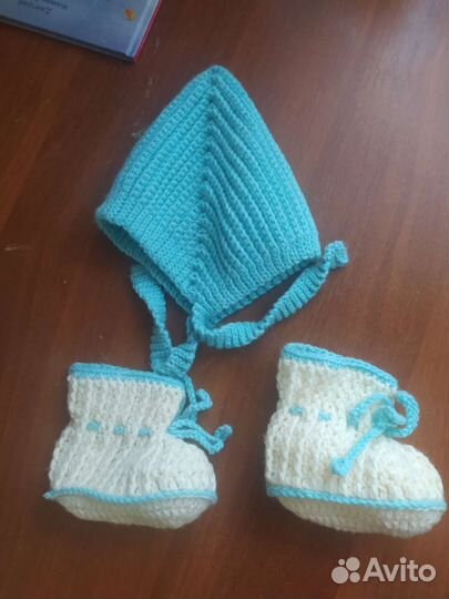 Шапочка гномик для малыша, пинетки