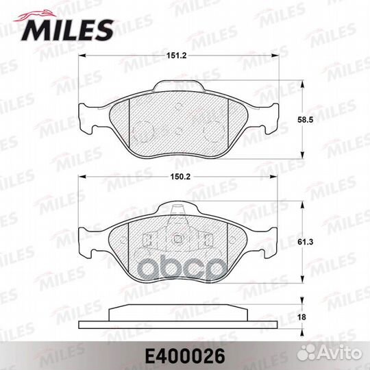 E400026 колодки тормозные miles* E400026 Miles