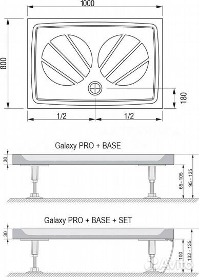 Поддон для душа Ravak Galaxy Pro Gigant Pro 100x80