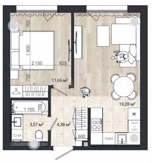 1-к. квартира, 38,9 м², 6/8 эт.