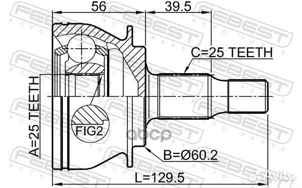 Шрус наружный 25X60.2X25 mercedes benz A-class