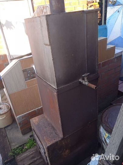 Печь для бани с баком для воды, б/у