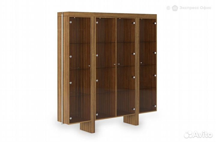 Шкаф-стеллаж в кабинет руководителя со стеклянными