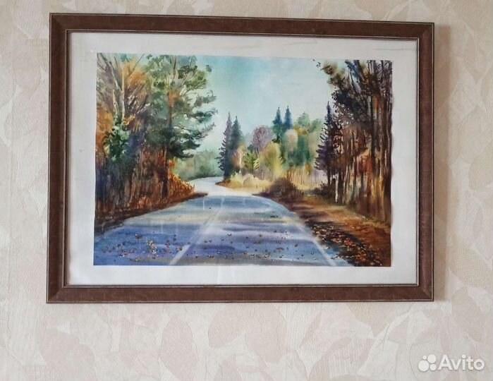 Картина Акварель Осенняя дорога А2