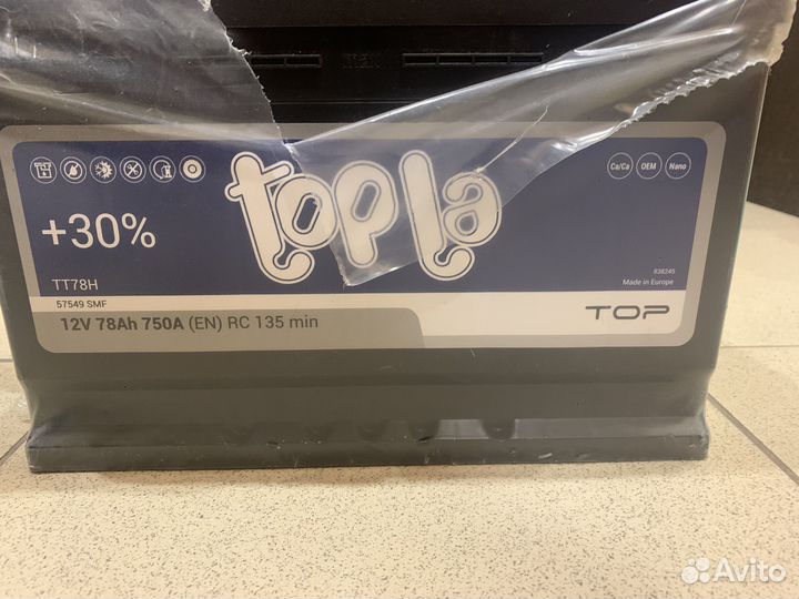 Аккумулятор автомобильный Topla 12v 78ah 750A