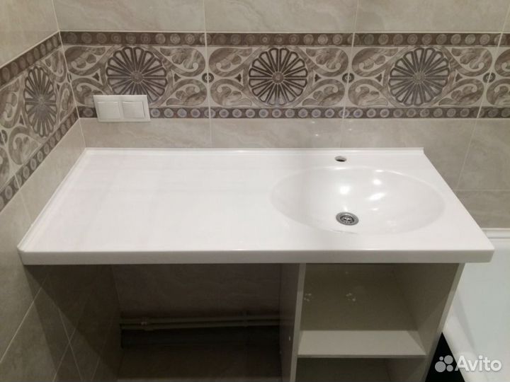 Столешница в ванную из искусственного камня