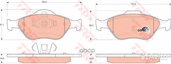 Колодки тормозные дисковые перед GDB1419 TRW