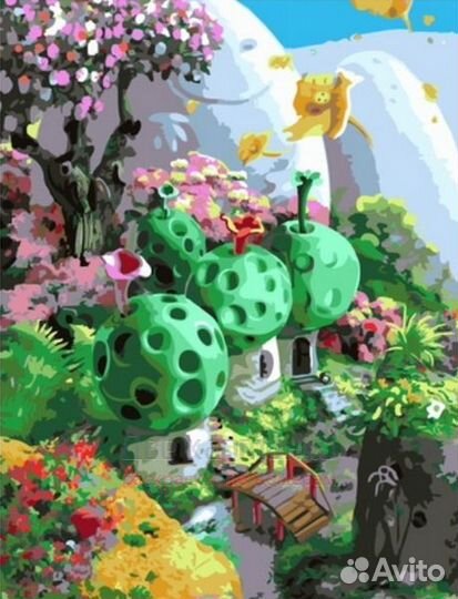 Картина по номерам 40x50 Фэнтези домики