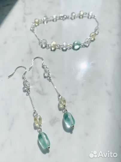 Серьги с флюоритом