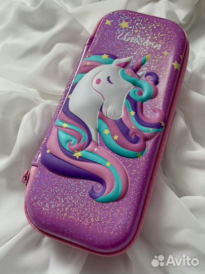 Пенал 3d объемный для девочек с единорогом