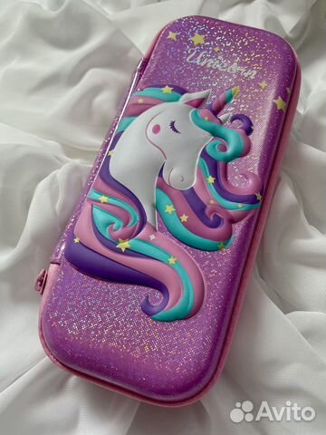 Пенал 3d объемный для девочек с единорогом
