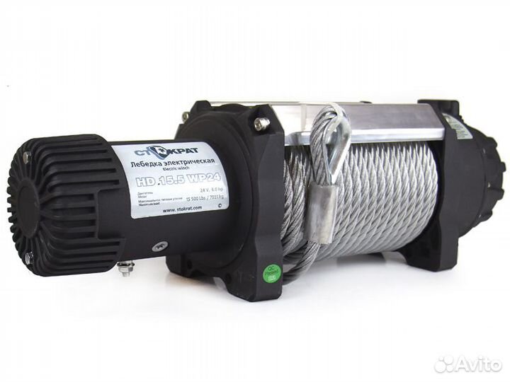 Лебедка для эвакуатора Стократ HD 15.5 WP24, 24В