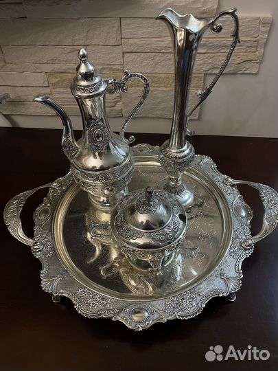 Кофейный набор турецкий металлический на подносе