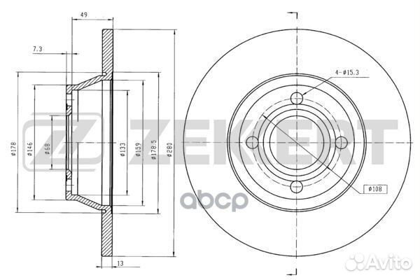 Диск торм. перед. Audi 80 V 91- Coupe II 88- b