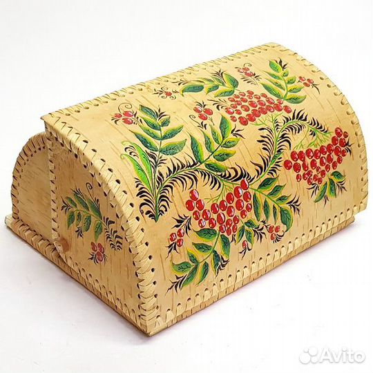 Хлебница ручная роспись Рябина Береста