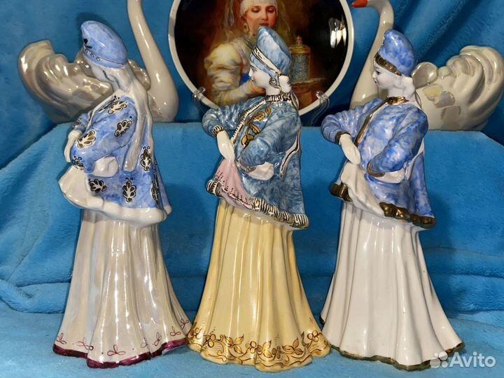 Статуэтки фарфор лебедушки лебеди-конфетницы СССР