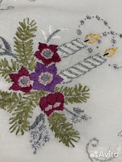 Скатерть ручная вышивка Рождественская