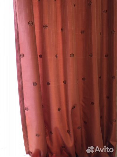 Шторы комплект, атласные красные 130 на 250