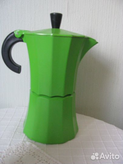 Гейзерная кофеварка Gnali&Zani зеленая новая