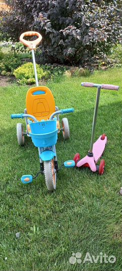 Детские игрушки пакетом + самокат +велосипед