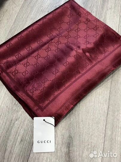 Кашемировый мягкий палантин Gucci бордовый