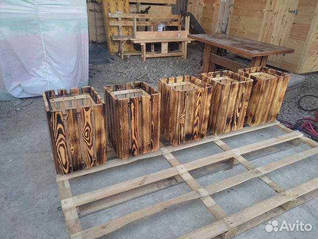 Деревянные кашпо цветник вазон