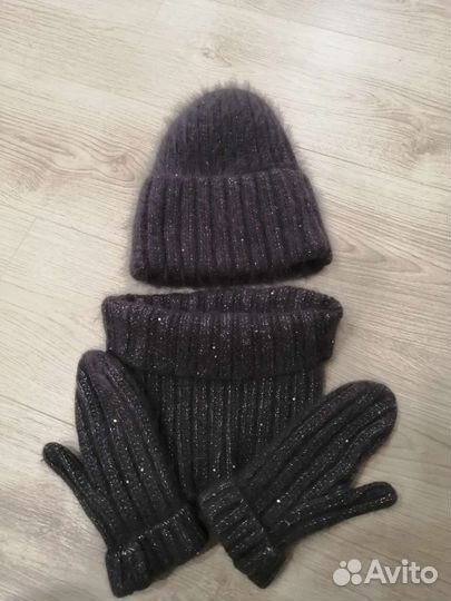 Комплект шапка снуд и варежки