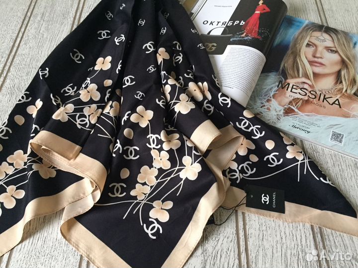 Платок Coco 90*90 см, шелк, 3 цвета