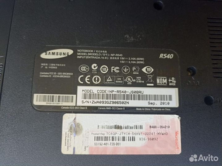 Ноутбук samsung R540