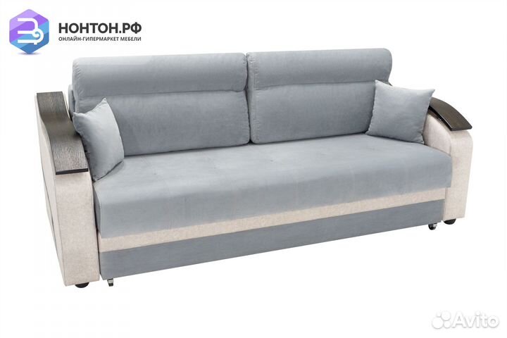 Диван еврокнижка Милан серый / бежевый