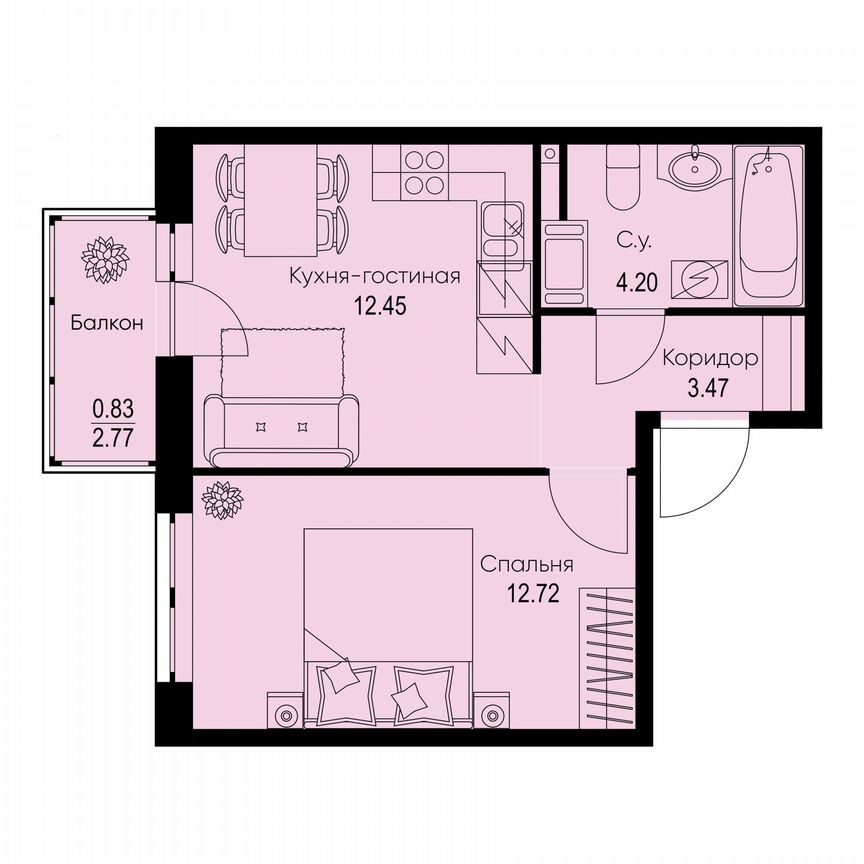 1-к. квартира, 33,7 м², 6/9 эт.