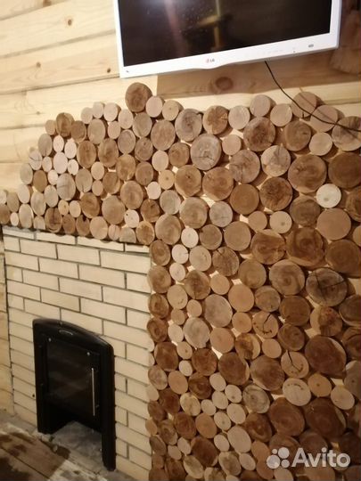 Спил берёзы без коры, шлифованные