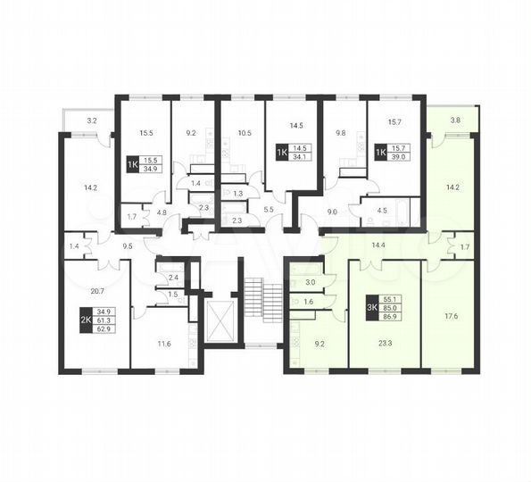 3-к. квартира, 85 м², 2/7 эт.
