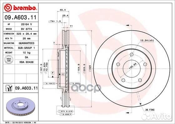 Диск тормозной UV Coated перед 09A60311 Brembo