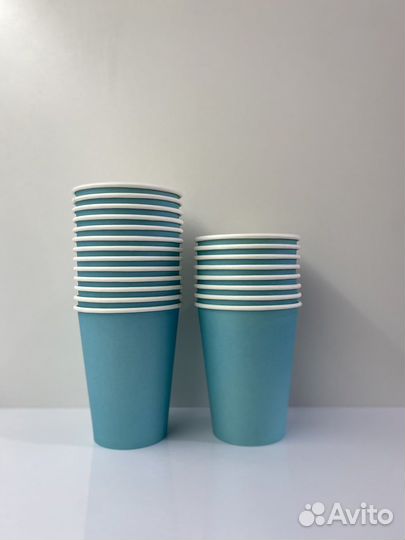 Бумажные стаканы 250 мл 1000шт в коробке (голубой)