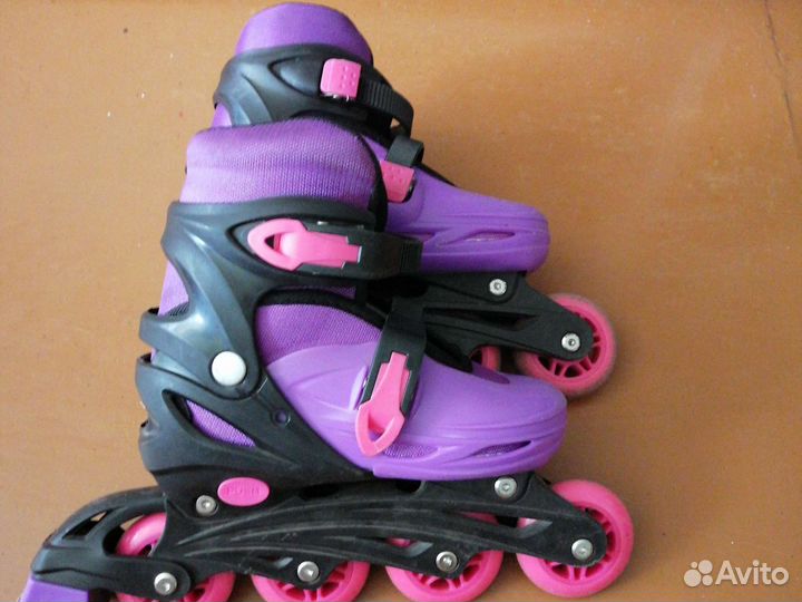 Роликовые коньки детские раздвижные 35-38р+защита