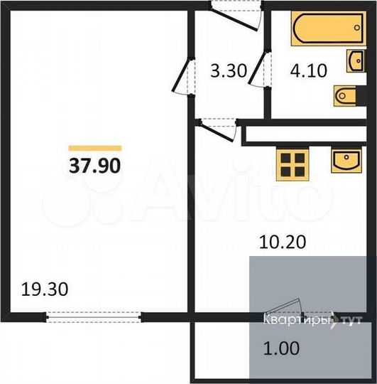 1-к. квартира, 37,9 м², 3/17 эт.